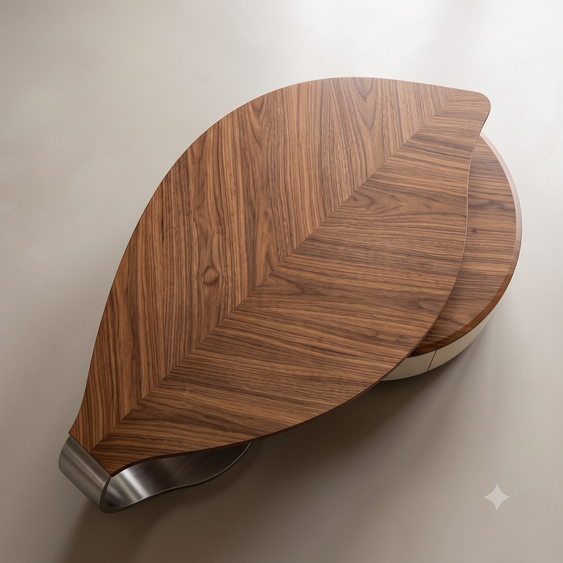 Artistic Leaf-Shaped Coffee Table with Integrated Storage