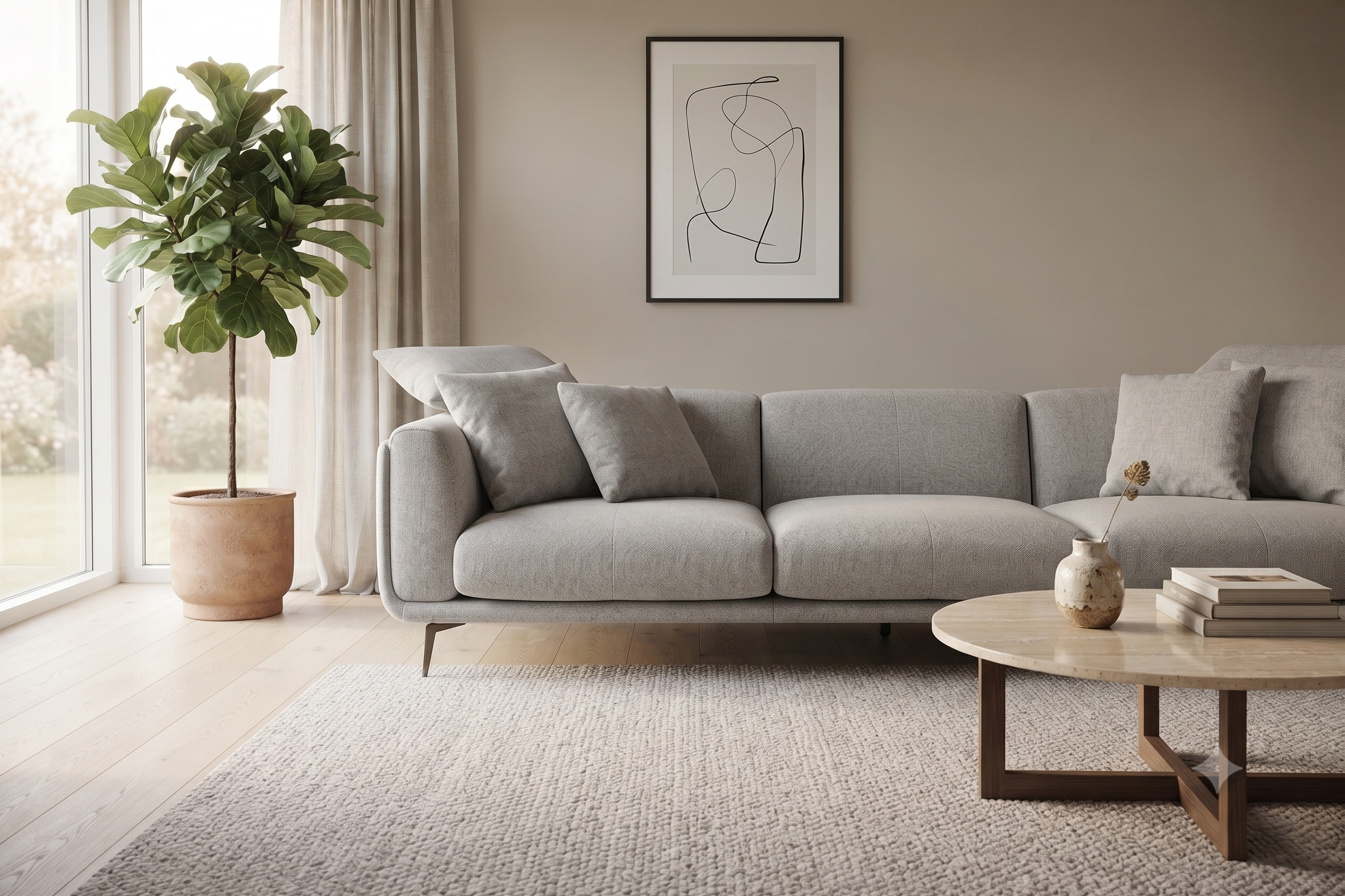 Regalon Low-Profile 4-Seater Sofa with Slim Metal Legs & Lumbar Cushions