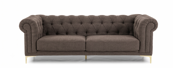 Bellmore 3-Seater Tufted Woven Upholstery Chesterfield Sofa