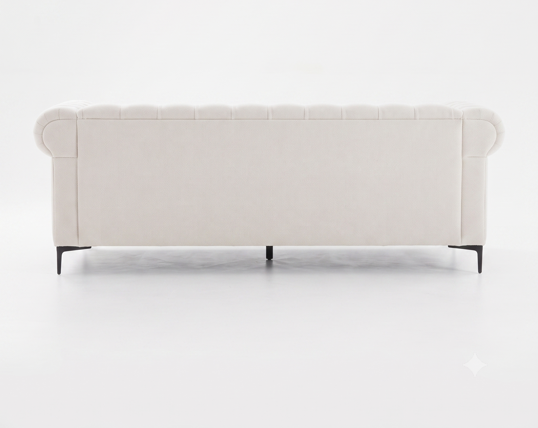 Bellmore 3-Seater Tufted Woven Upholstery Chesterfield Sofa