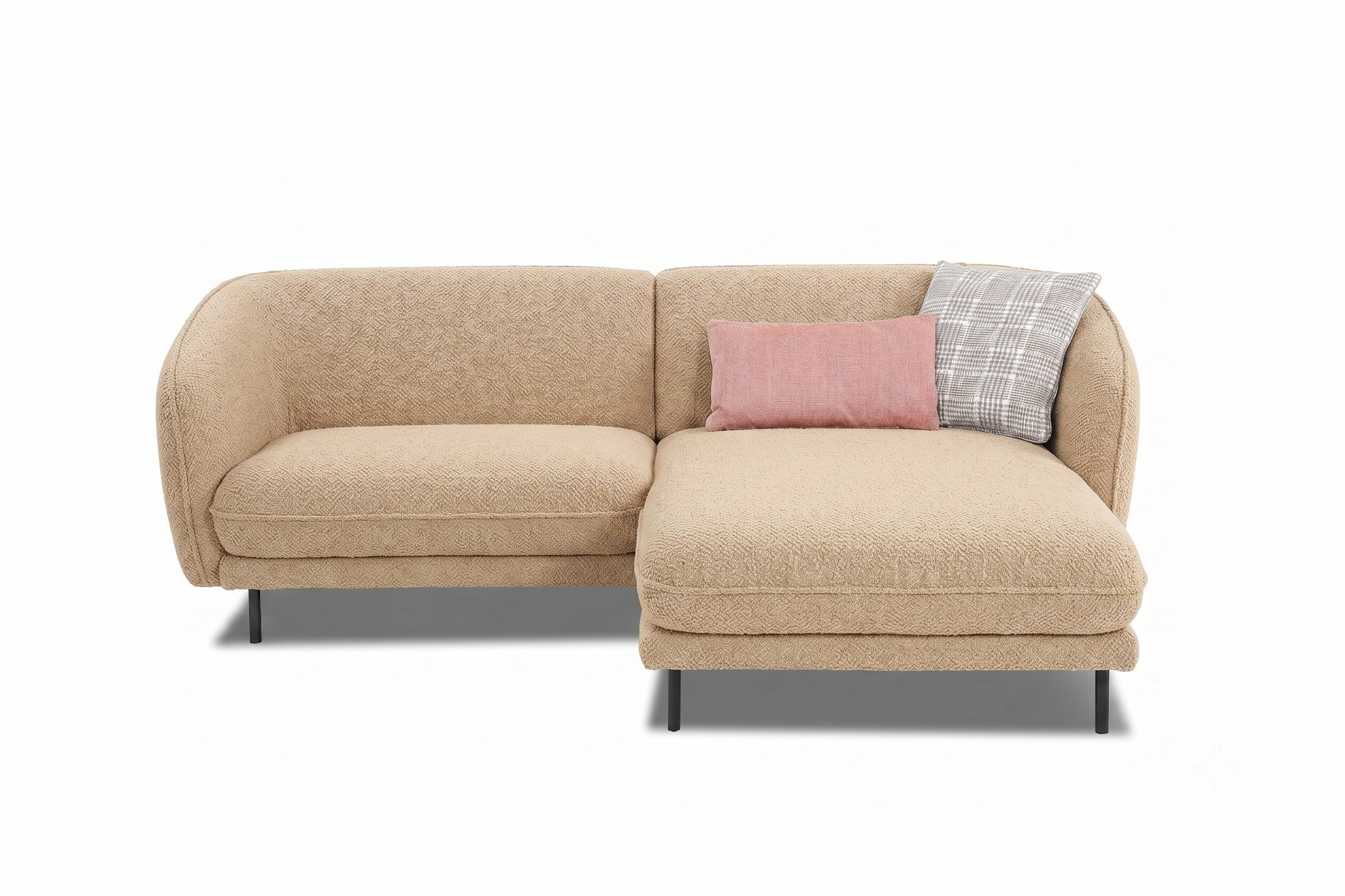 Verona 3 Seater L Shape Sofa with Right Chaise Lounge and Accent Pillows
