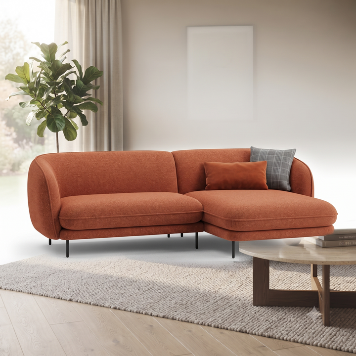 Verona 3 Seater L Shape Sofa with Right Chaise Lounge and Accent Pillows