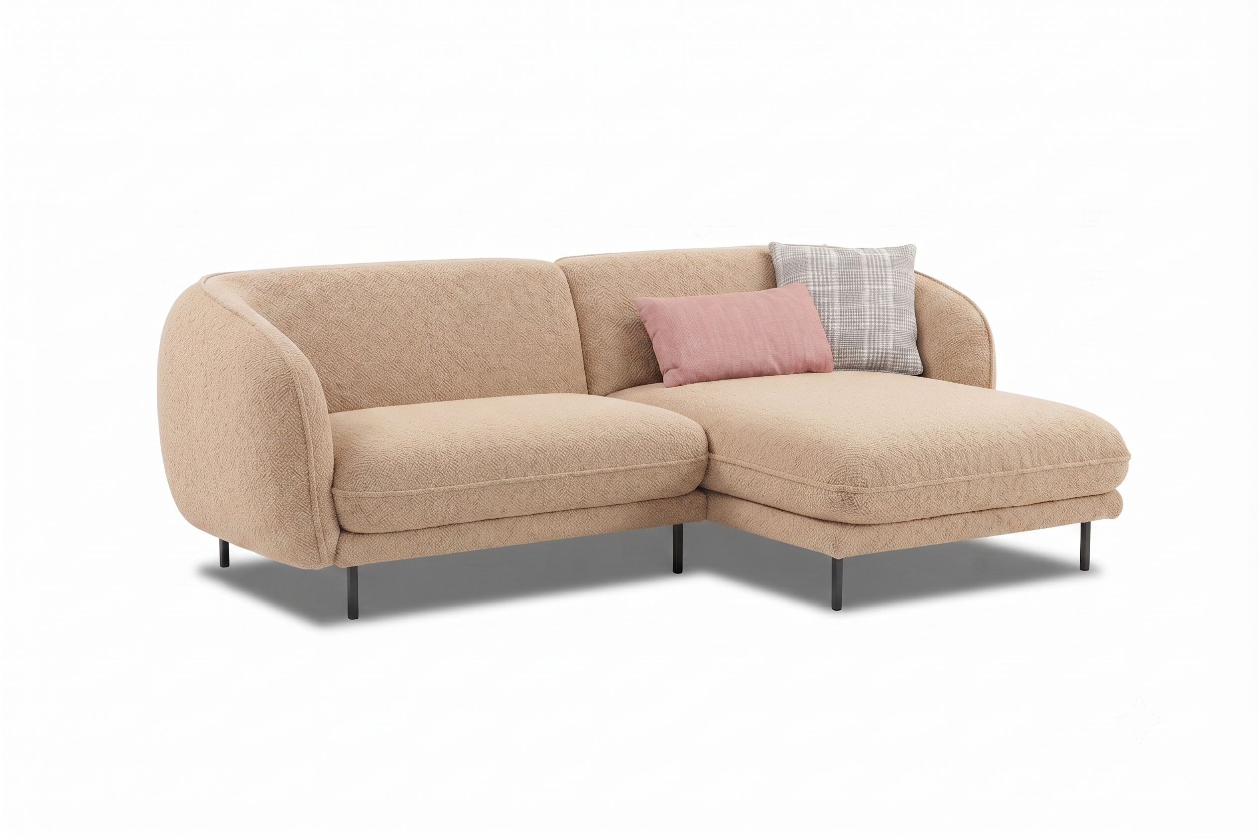 Verona 3 Seater L Shape Sofa with Right Chaise Lounge and Accent Pillows