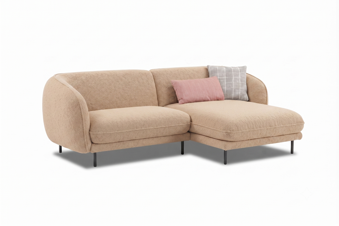 Verona 3 Seater L Shape Sofa with Right Chaise Lounge and Accent Pillows