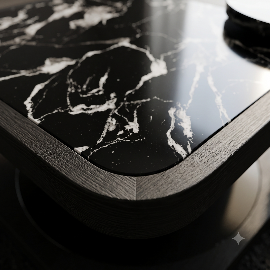 Executive Split-Surface Black Marble & Textured MDF Centerpiece