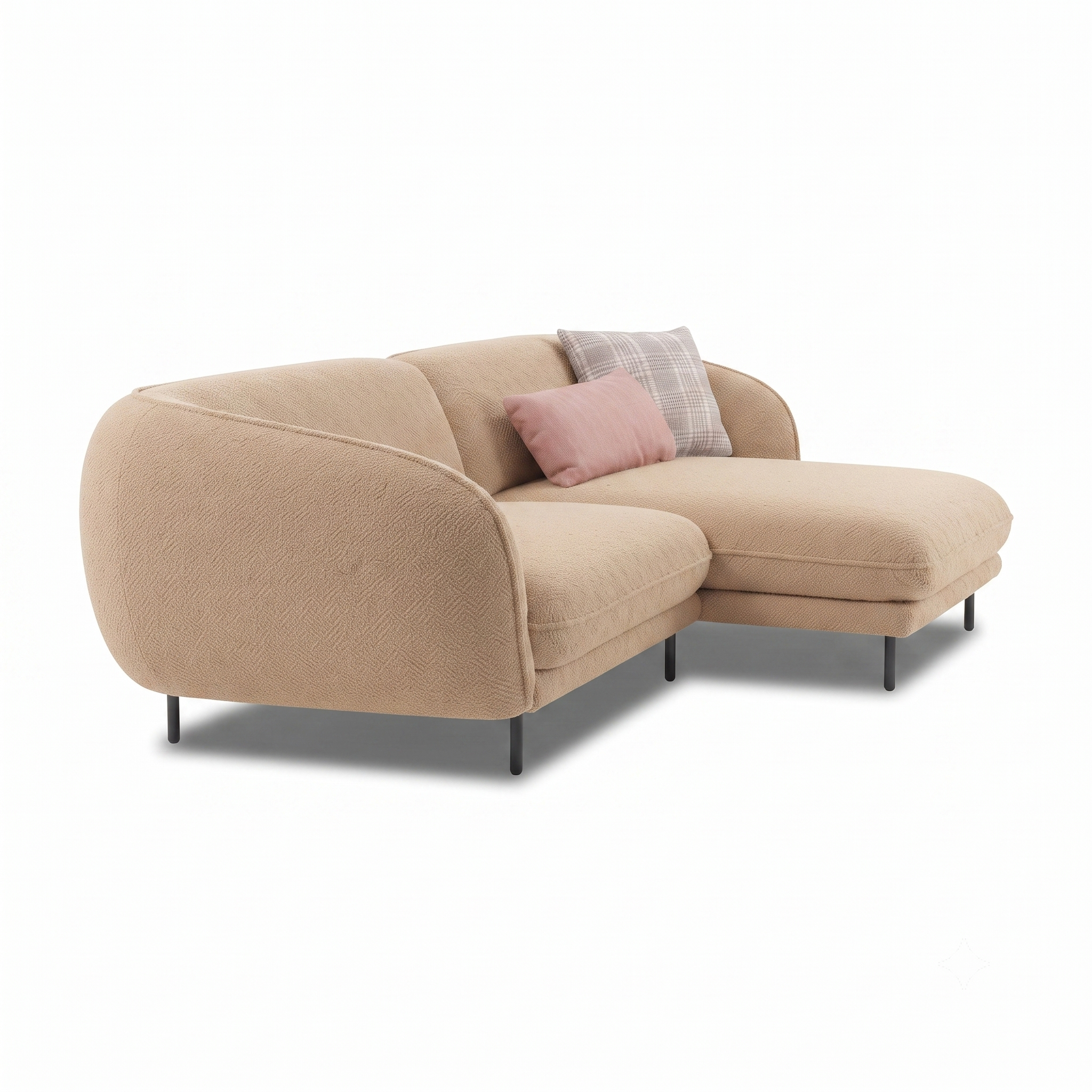 Verona 3 Seater L Shape Sofa with Right Chaise Lounge and Accent Pillows