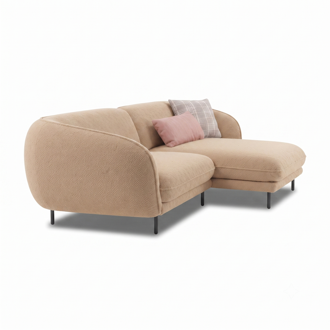 Verona 3 Seater L Shape Sofa with Right Chaise Lounge and Accent Pillows