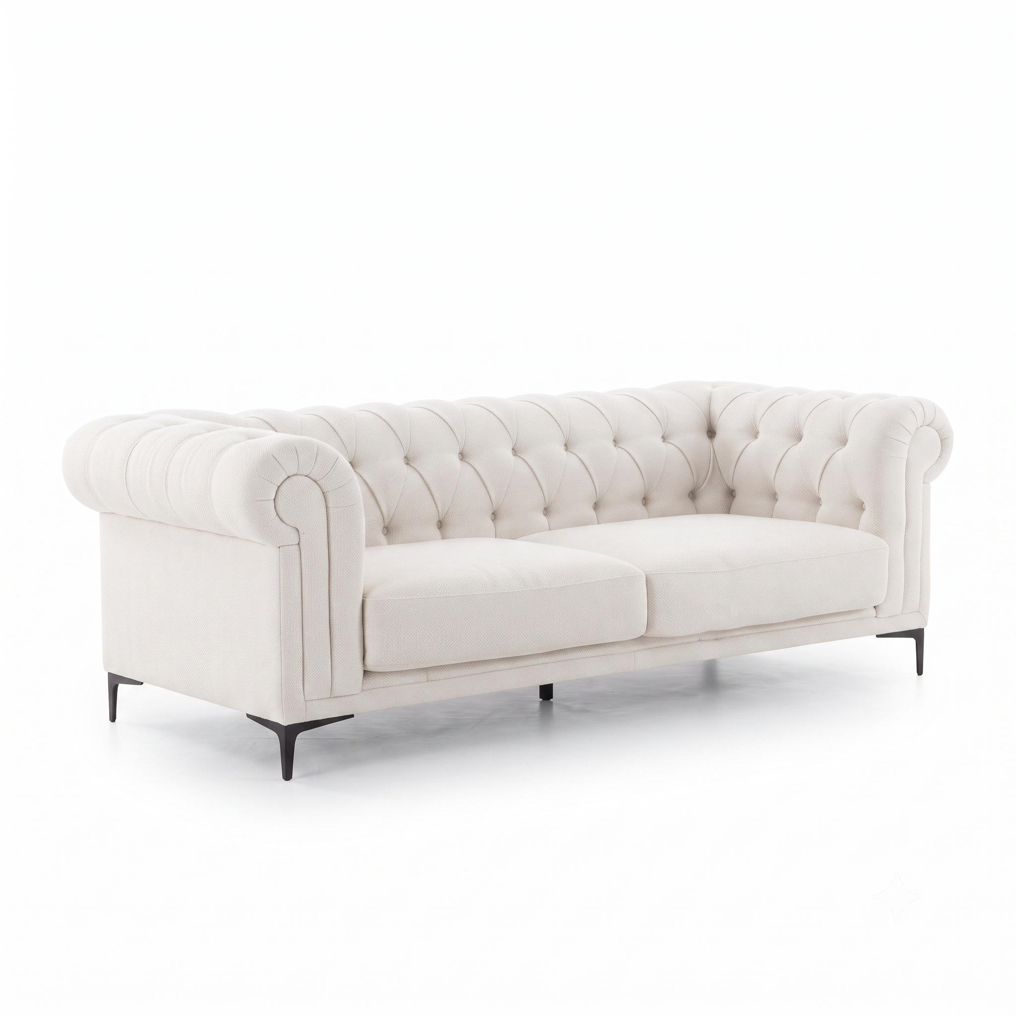 Bellmore 3-Seater Tufted Woven Upholstery Chesterfield Sofa
