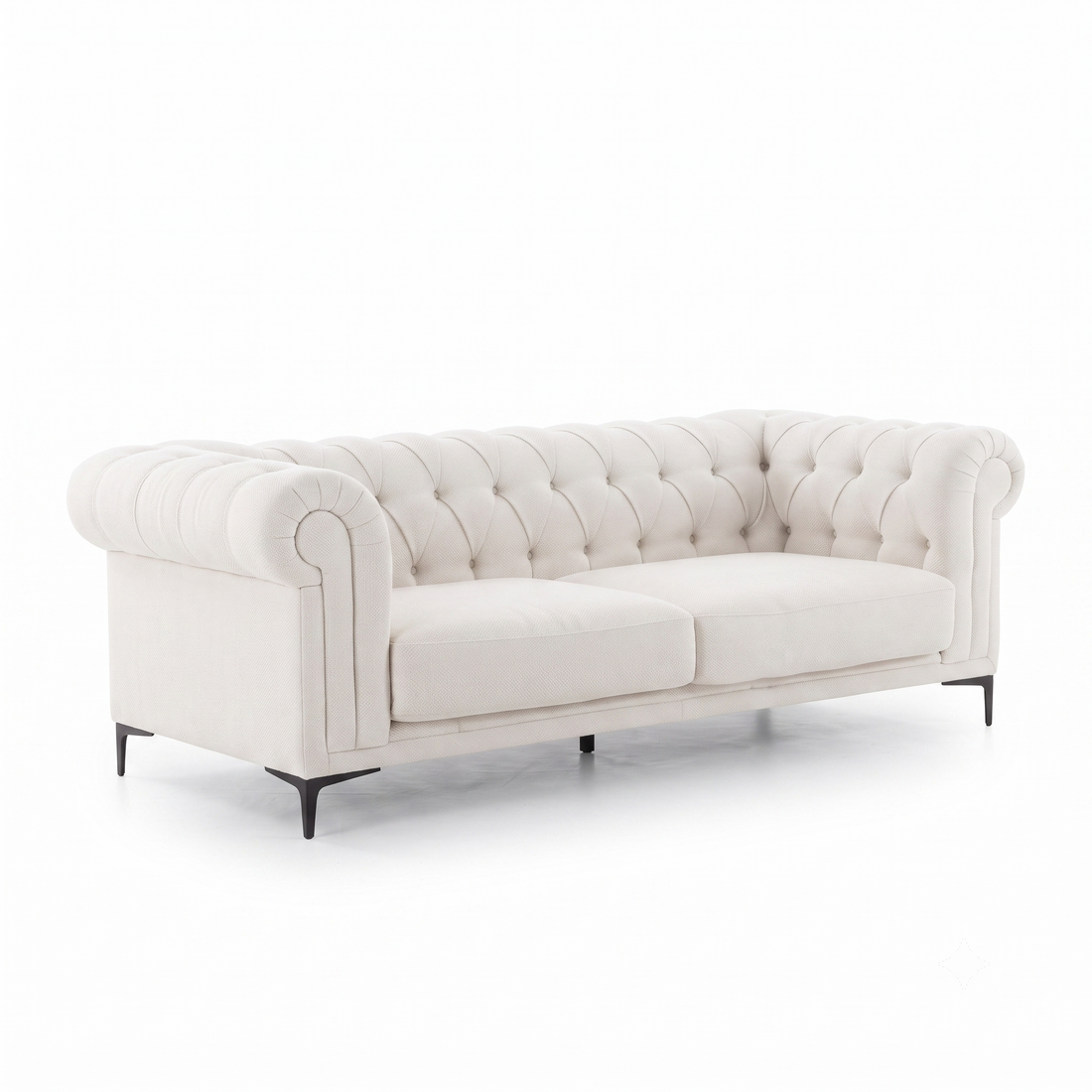 Bellmore 3-Seater Tufted Woven Upholstery Chesterfield Sofa