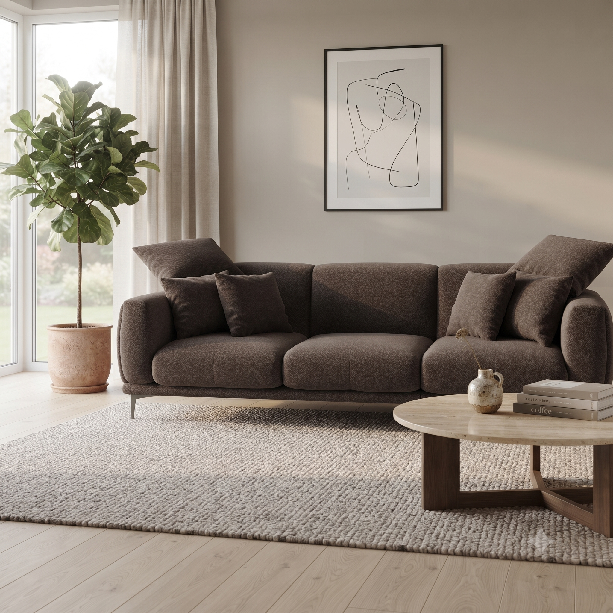Regalon Low-Profile 4-Seater Sofa with Slim Metal Legs & Lumbar Cushions
