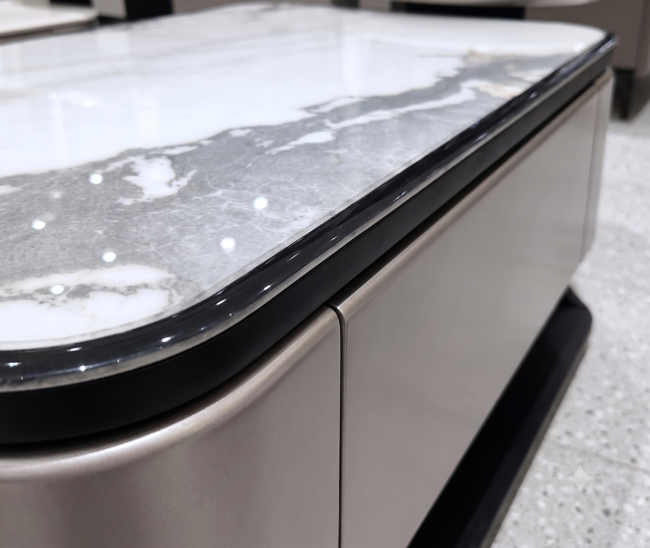 Signature Marble & Champagne Metallic Executive Coffee Table