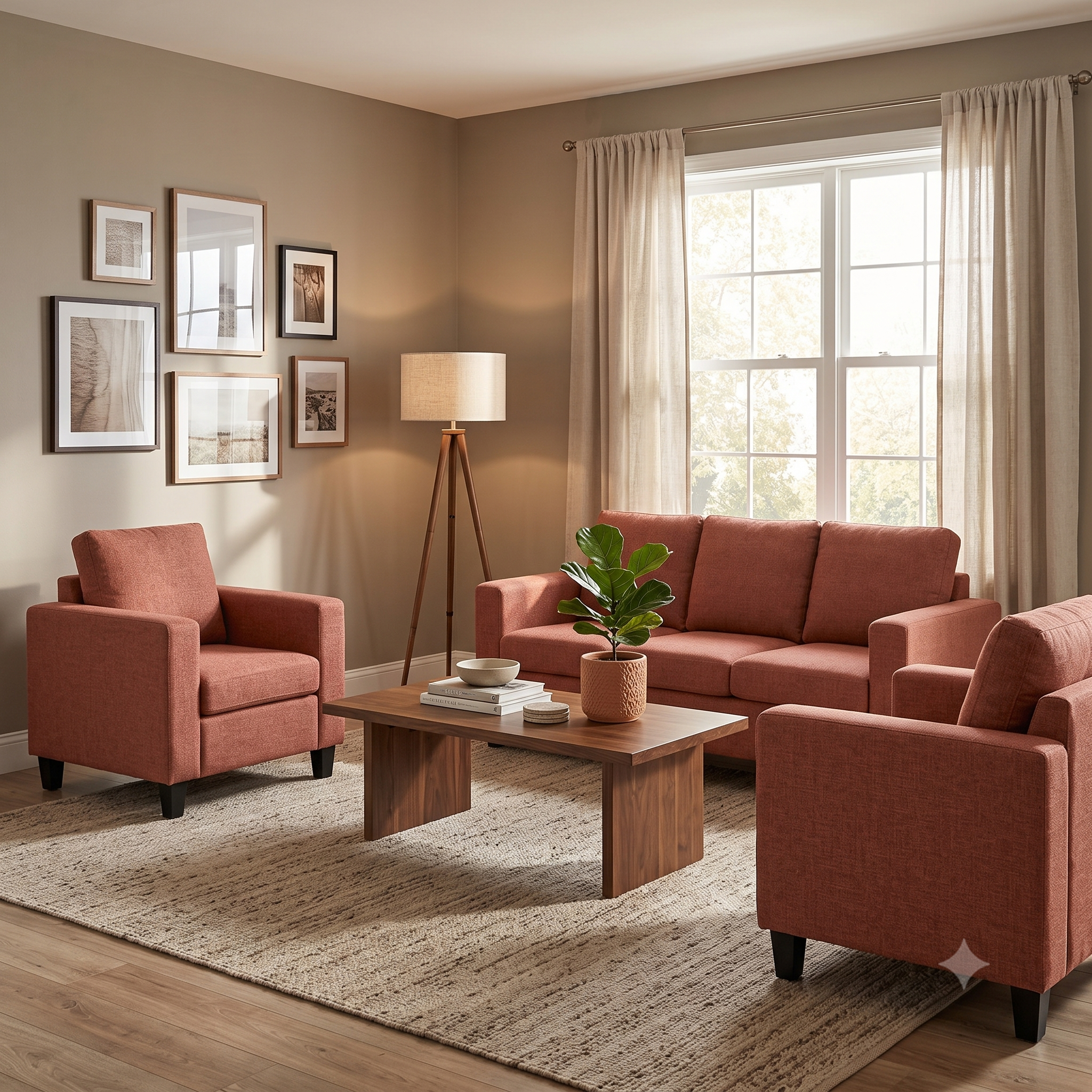Nordic 3+1+1 Sofa Set — 3-Seater Sofa with 2 Matching Armchairs