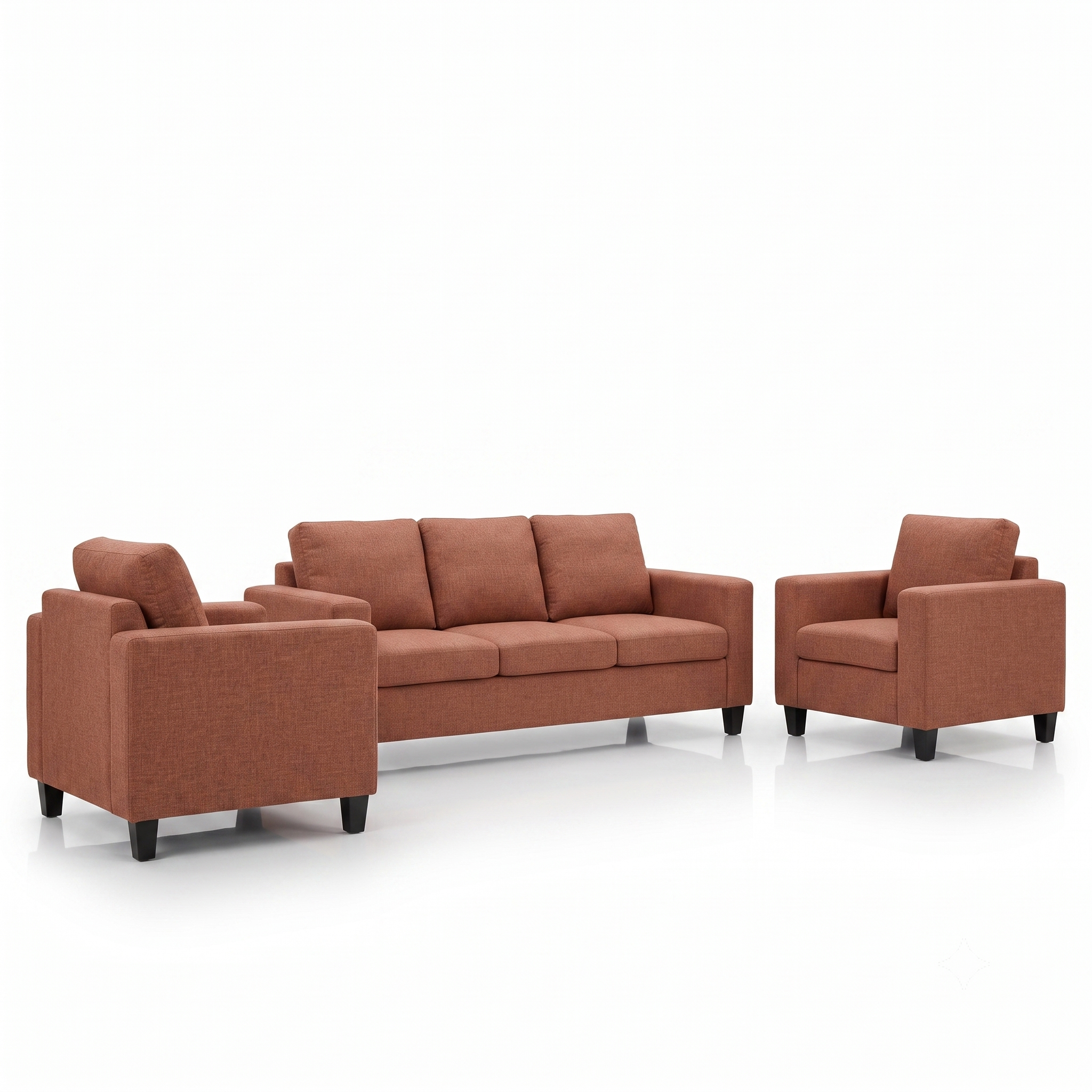 Nordic 3+1+1 Sofa Set — 3-Seater Sofa with 2 Matching Armchairs