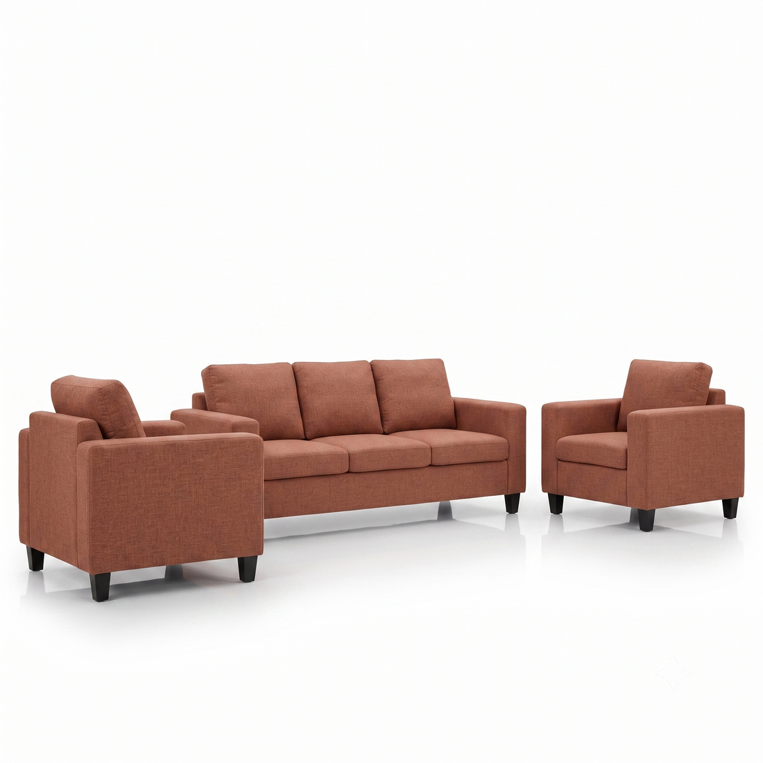 Nordic 3+1+1 Sofa Set — 3-Seater Sofa with 2 Matching Armchairs