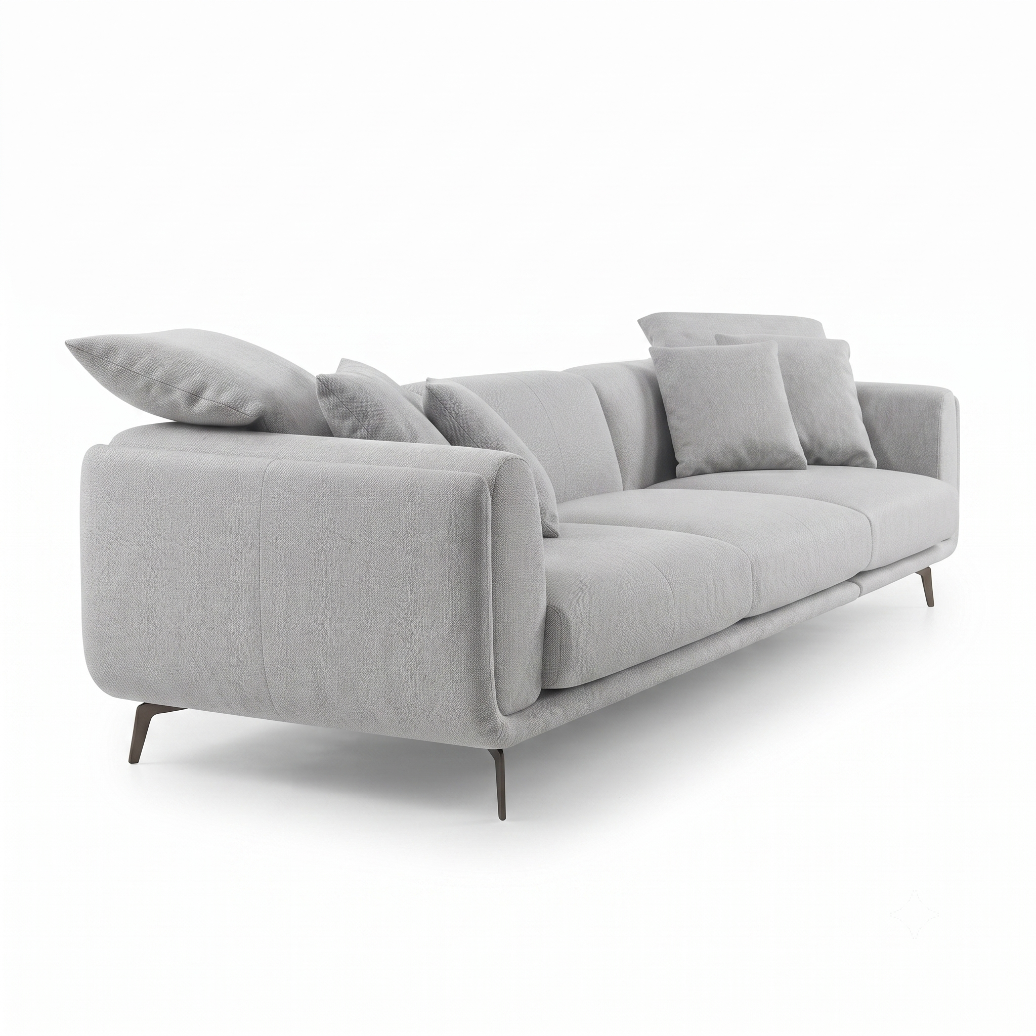 Regalon Low-Profile 4-Seater Sofa with Slim Metal Legs & Lumbar Cushions