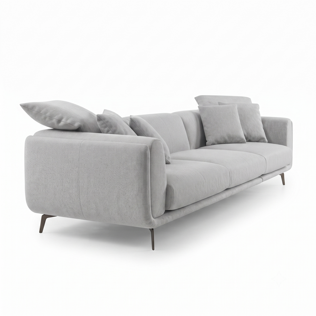 Regalon Low-Profile 4-Seater Sofa with Slim Metal Legs & Lumbar Cushions
