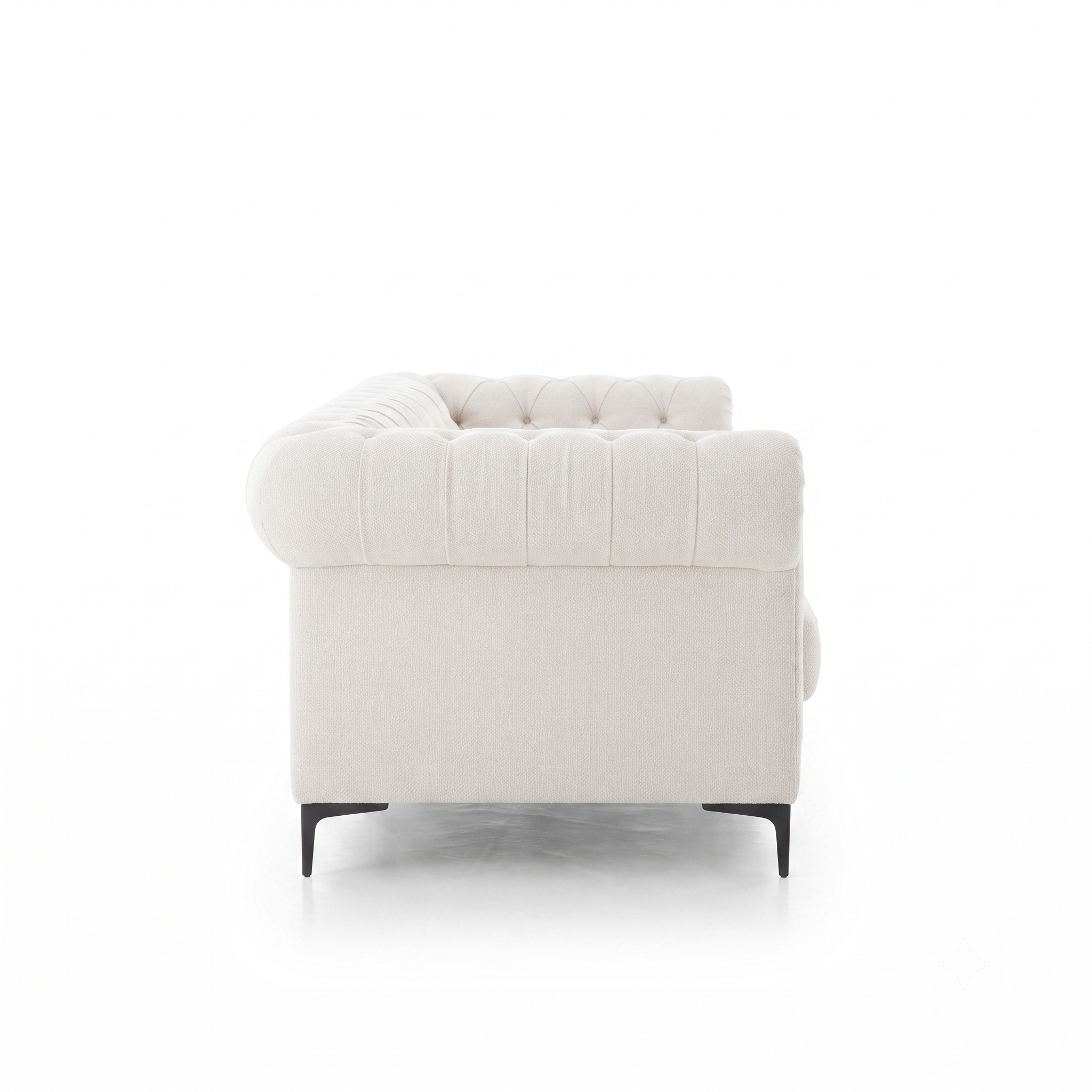Bellmore 3-Seater Tufted Woven Upholstery Chesterfield Sofa