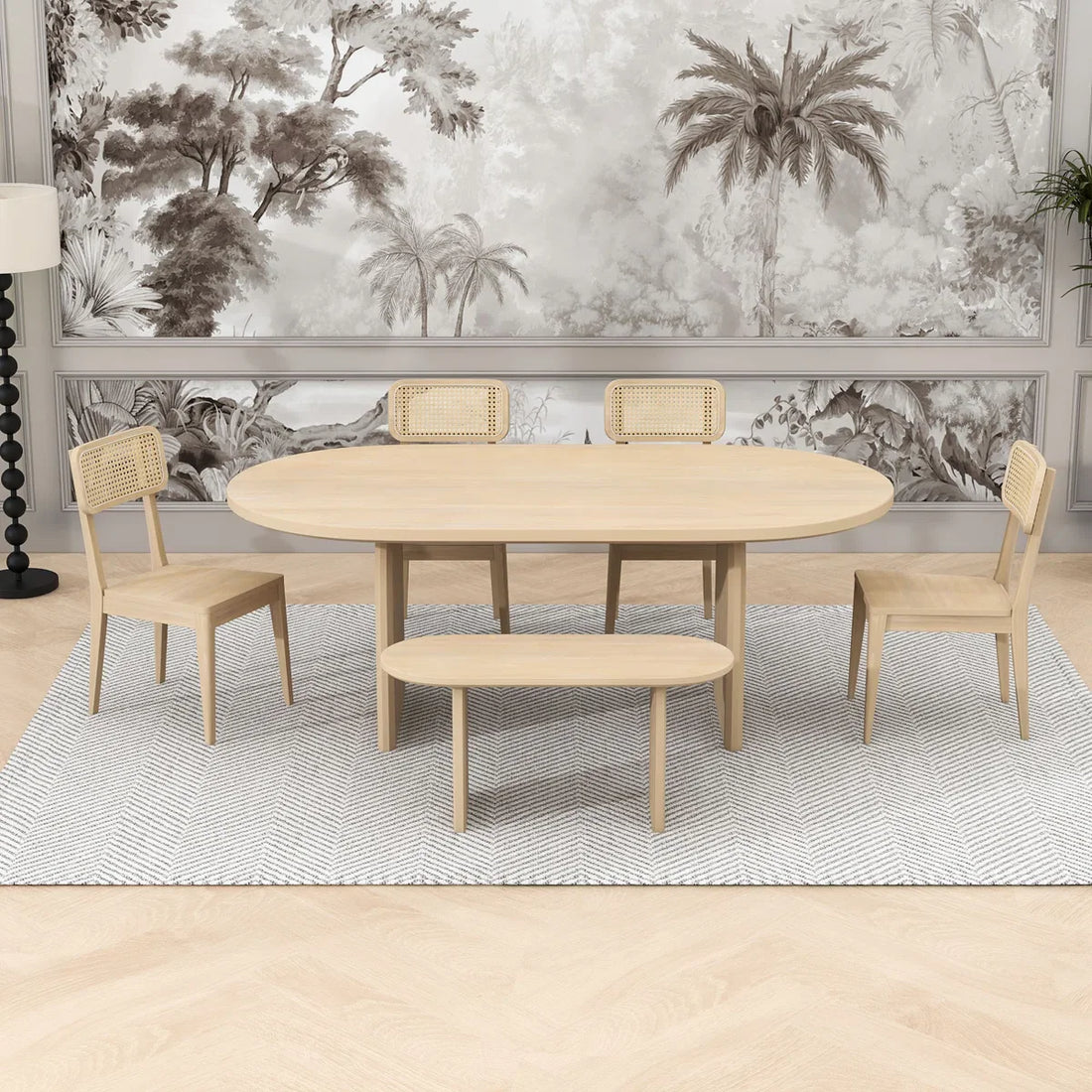 Austin Oval Dining Table Set – Lightwood 6-Seater