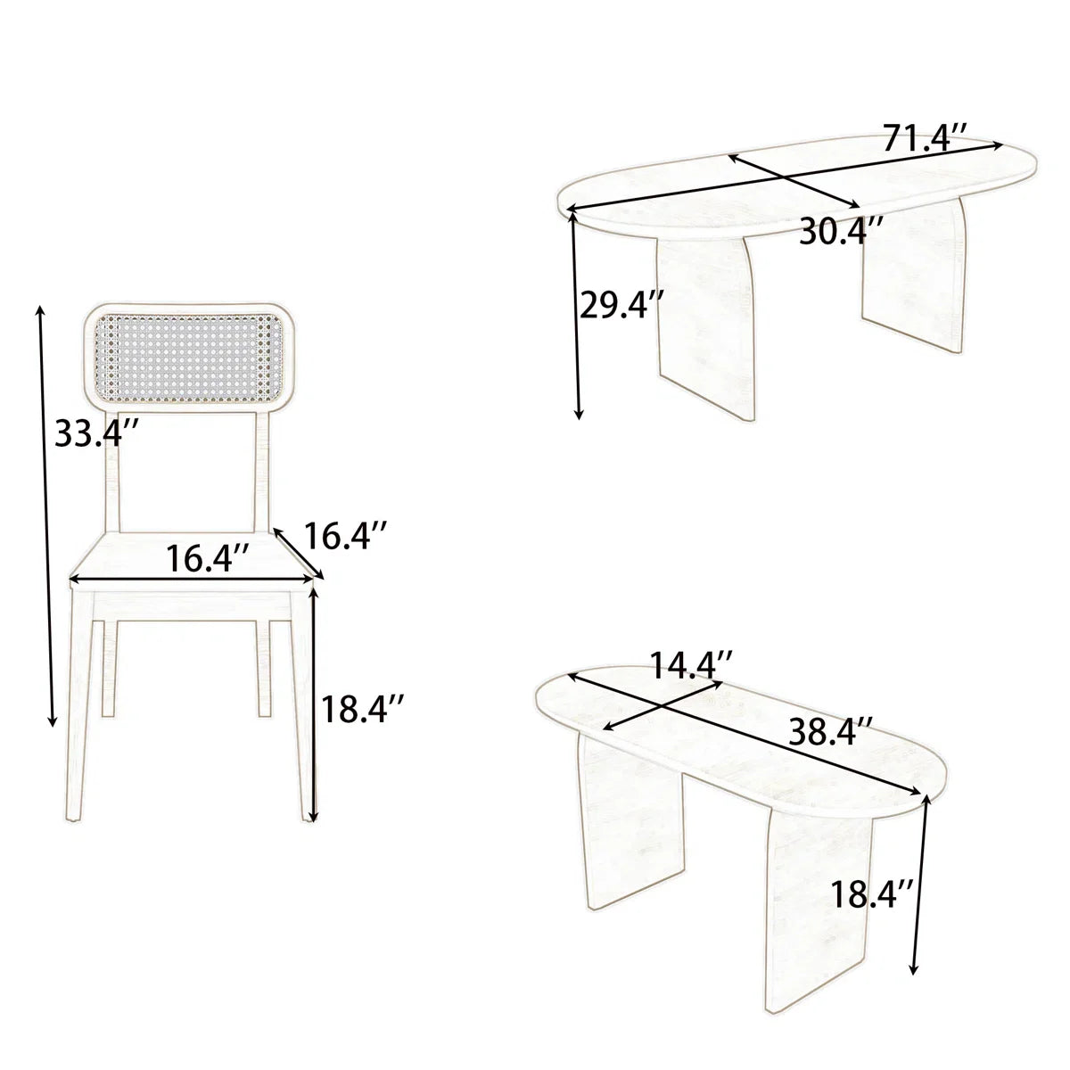 Austin Oval Dining Table Set – Lightwood 6-Seater