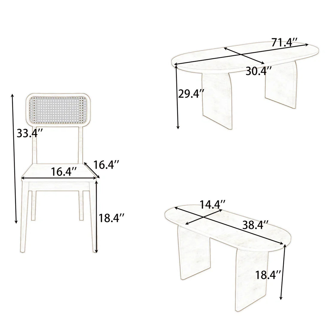 Austin Oval Dining Table Set – Lightwood 6-Seater