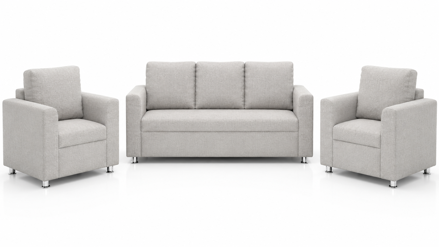 Nordic 3+1+1 Sofa Set — 3-Seater Sofa with 2 Matching Armchairs