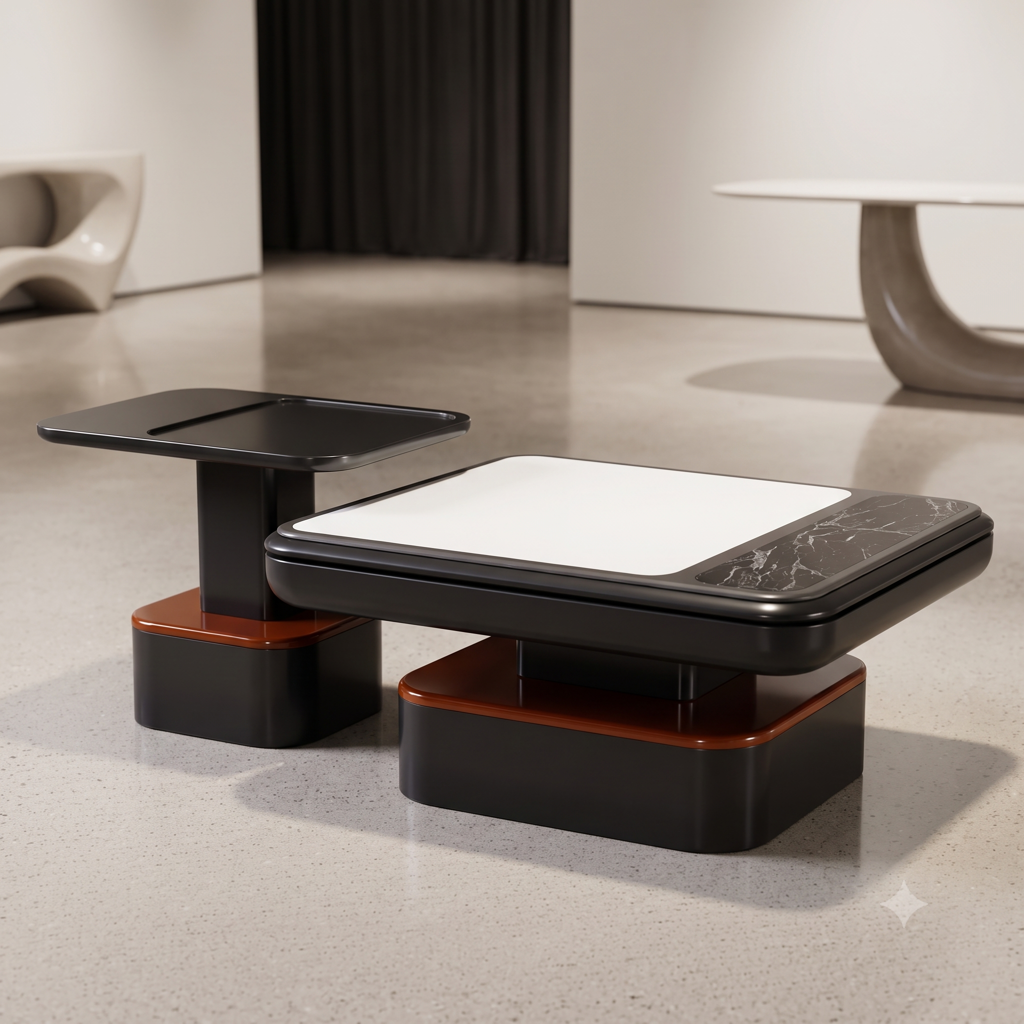 The Eclipse Contemporary Dual-Tone MDF Coffee Table & Tray Side Table Set