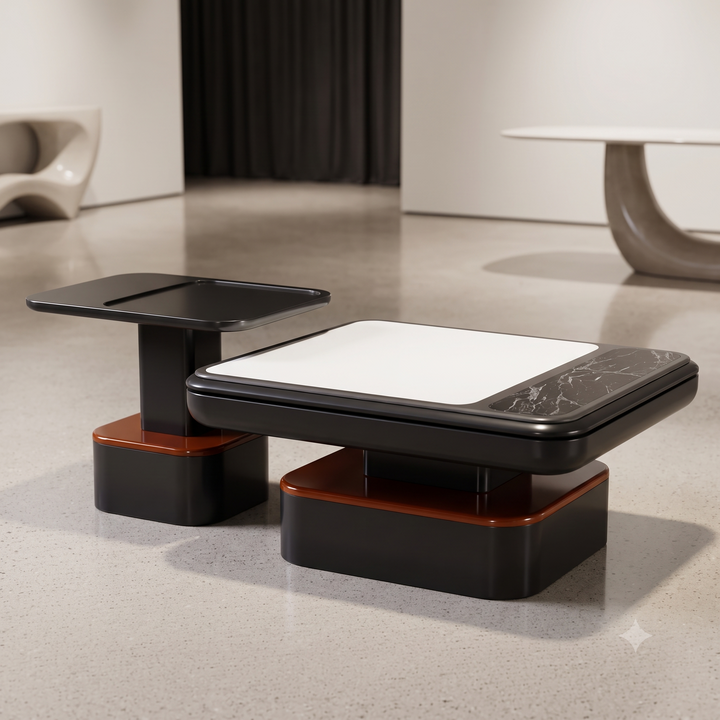 The Eclipse Contemporary Dual-Tone MDF Coffee Table & Tray Side Table Set