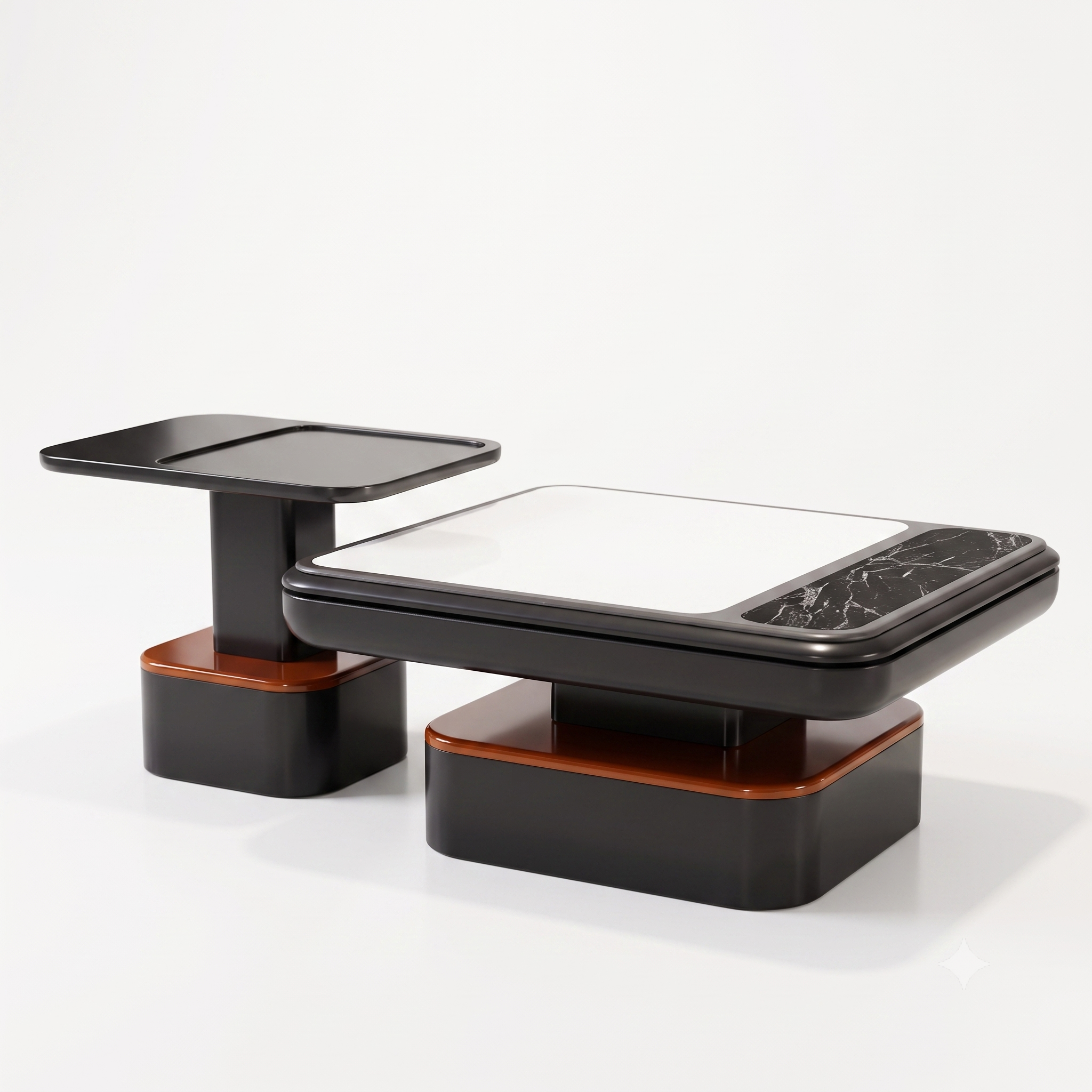 The Eclipse Contemporary Dual-Tone MDF Coffee Table & Tray Side Table Set