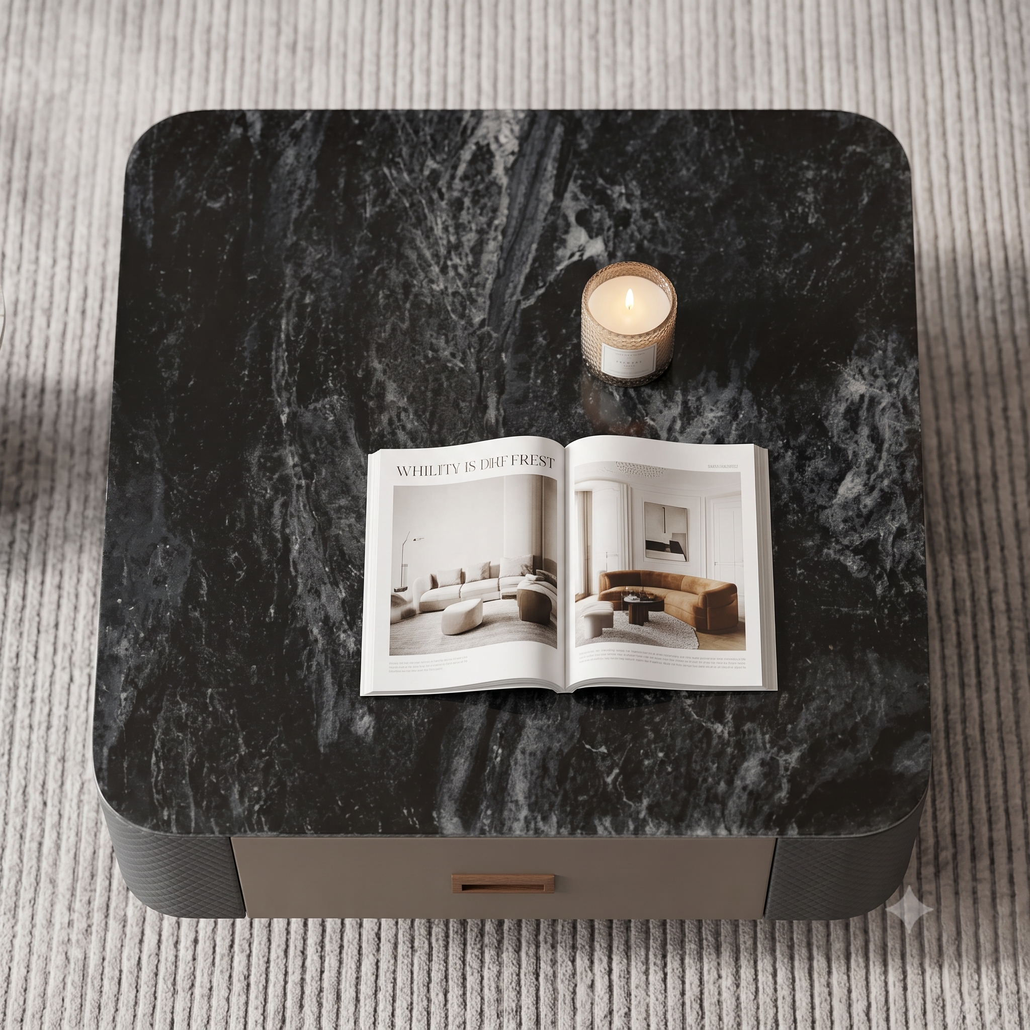 The Noir Executive MDF Coffee & Side Table Set with Integrated Storage