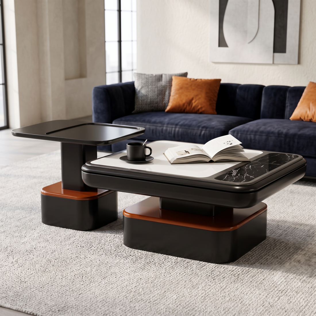 The Eclipse Contemporary Dual-Tone MDF Coffee Table & Tray Side Table Set