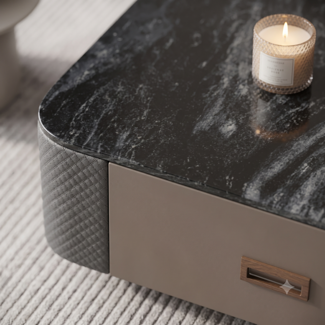 The Noir Executive MDF Coffee & Side Table Set with Integrated Storage