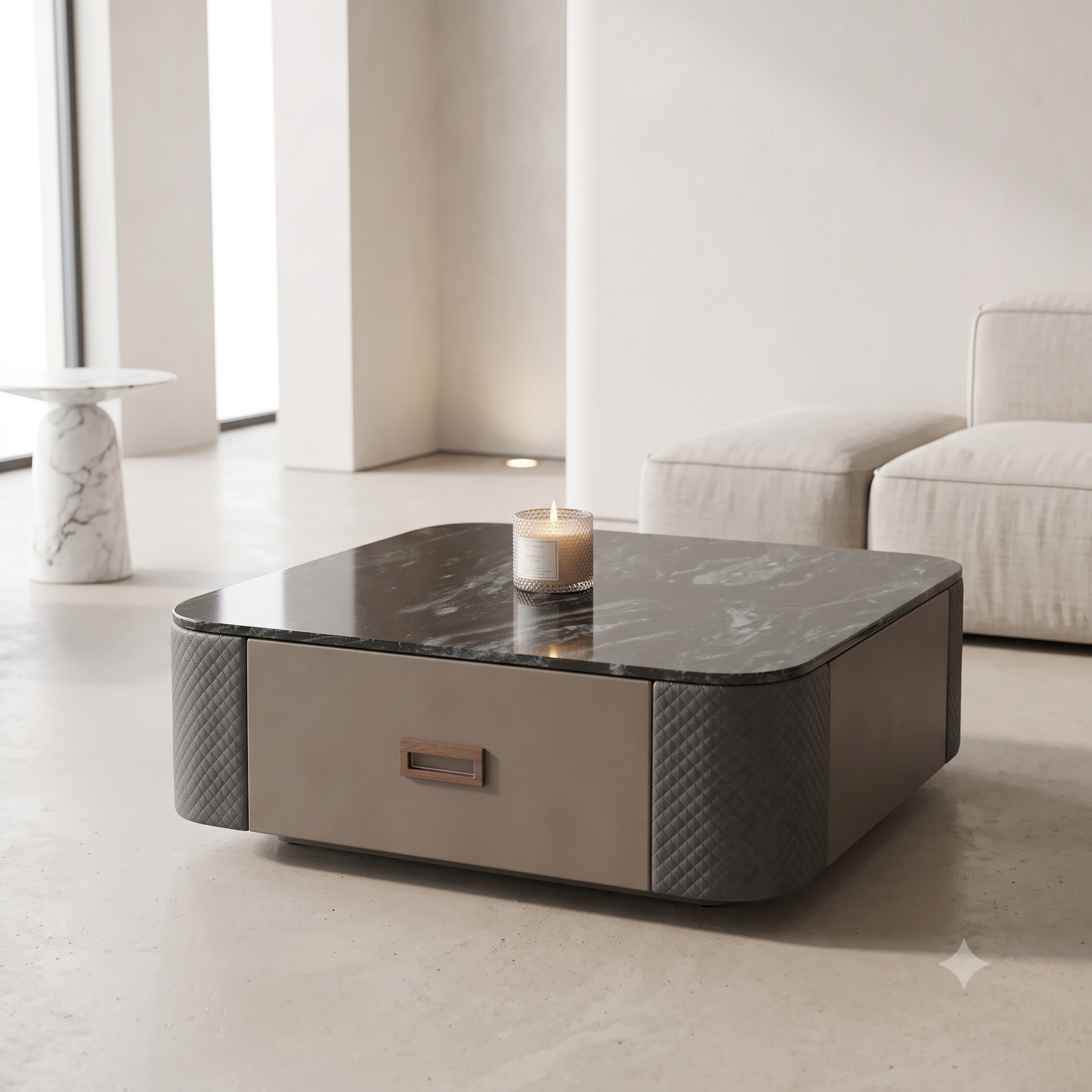 The Noir Executive MDF Coffee & Side Table Set with Integrated Storage
