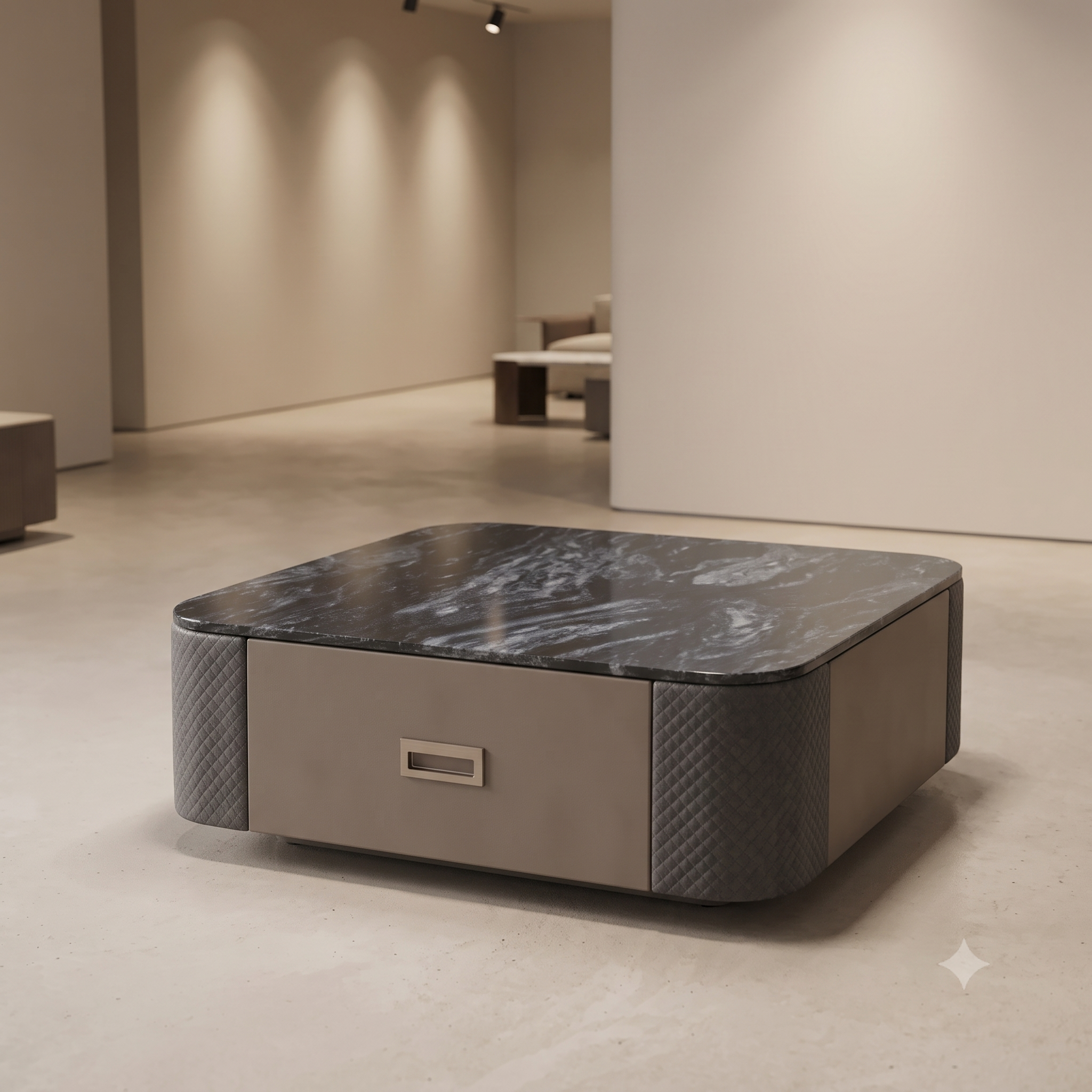 The Noir Executive MDF Coffee & Side Table Set with Integrated Storage
