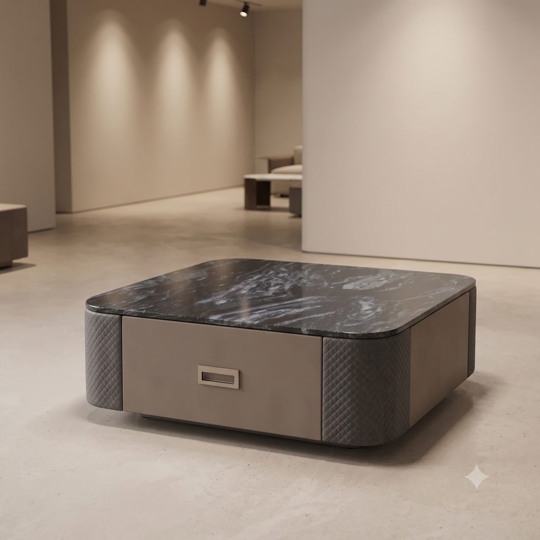 The Noir Executive MDF Coffee & Side Table Set with Integrated Storage