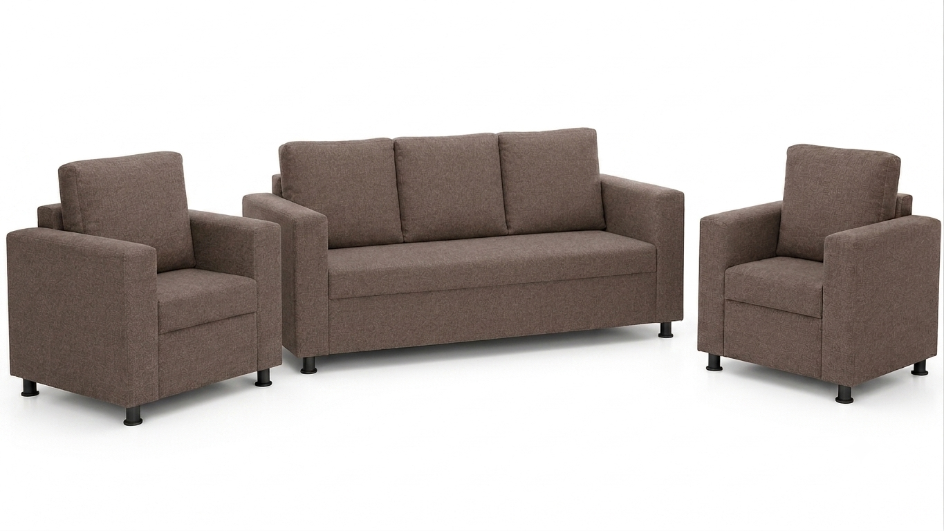 Nordic 3+1+1 Sofa Set — 3-Seater Sofa with 2 Matching Armchairs