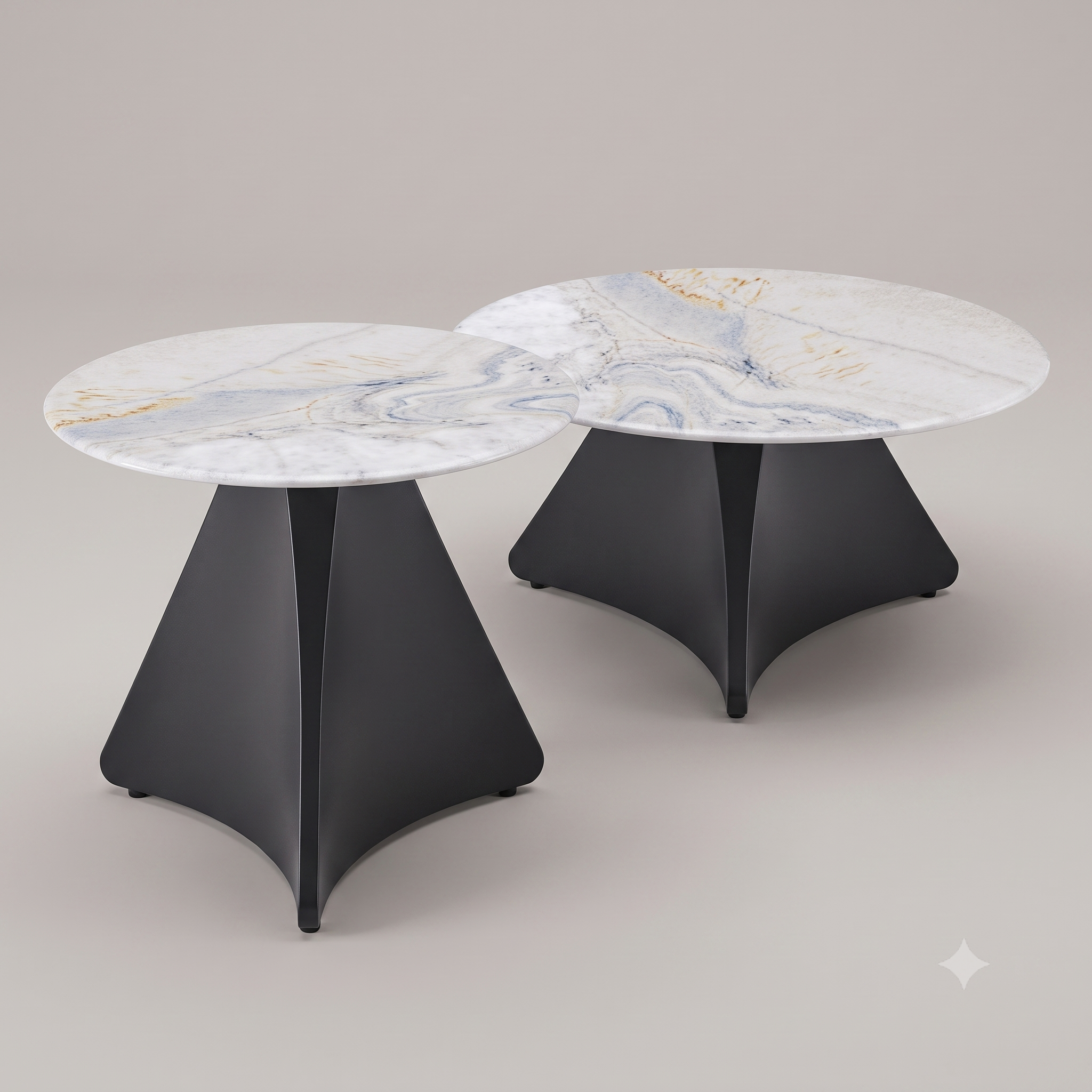 2 piece nesting coffee table arrangement shown cascading in modern villa lounge
