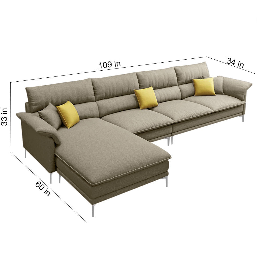 Aurora Sectional Sofa with Left Chaise Lounge