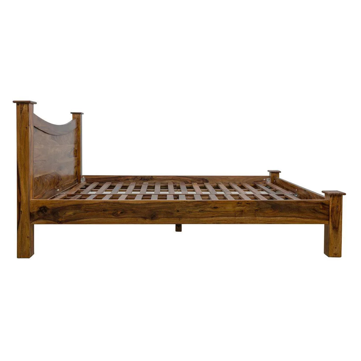 Sierra Curved Bed – Elegant Solid Sheesham Wood Queen Size Bed