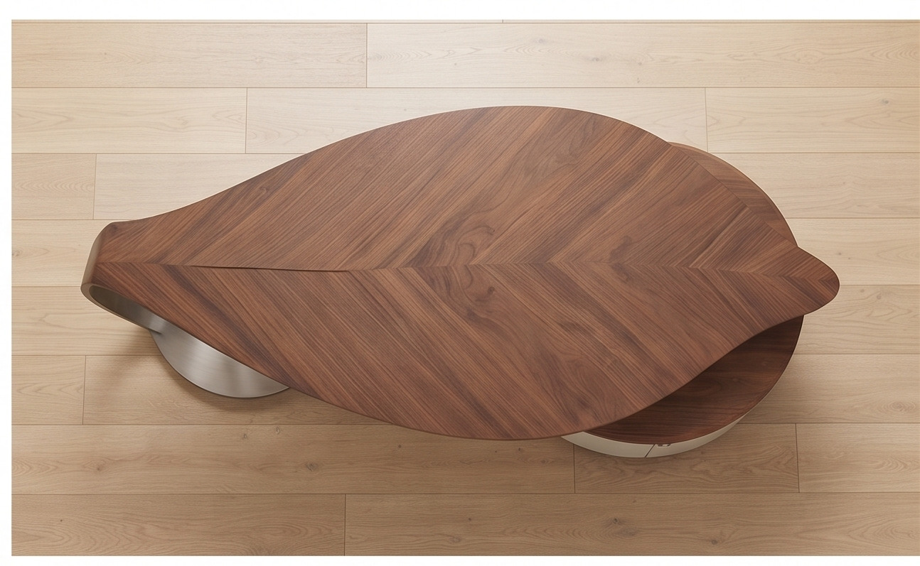 Artistic Leaf-Shaped Coffee Table with Integrated Storage