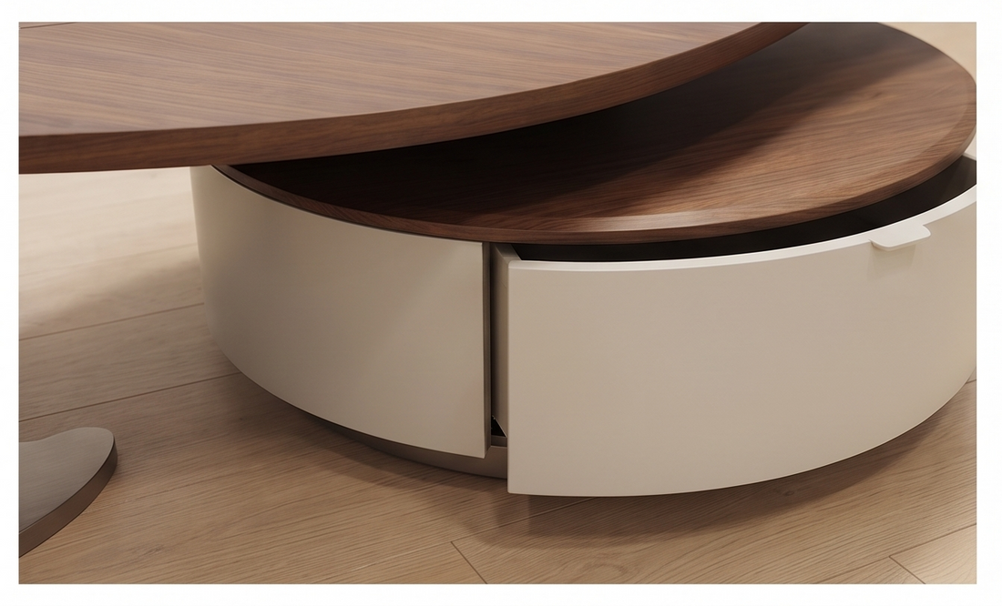 Artistic Leaf-Shaped Coffee Table with Integrated Storage