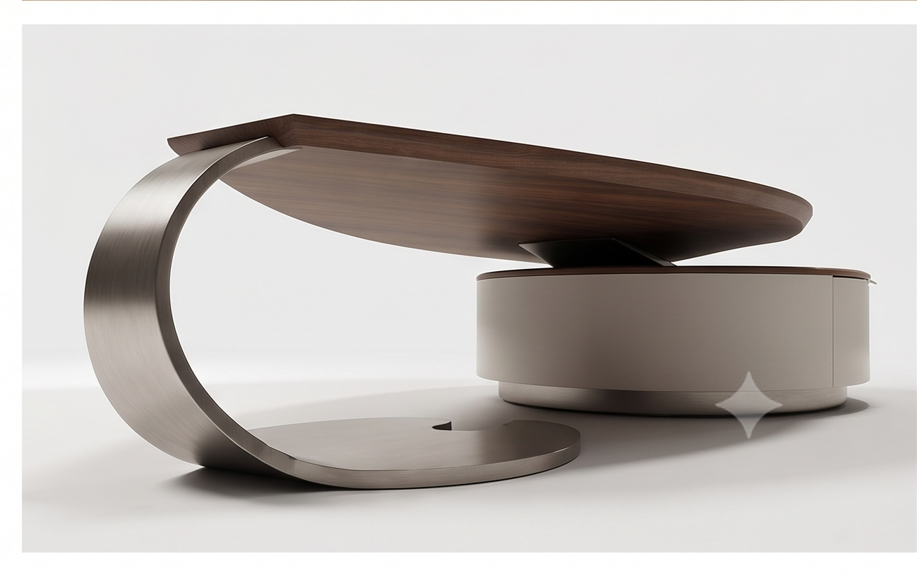 Artistic Leaf-Shaped Coffee Table with Integrated Storage