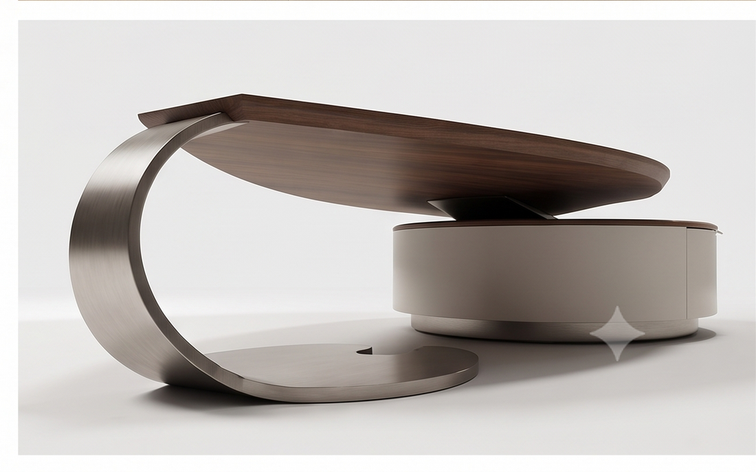 Artistic Leaf-Shaped Coffee Table with Integrated Storage