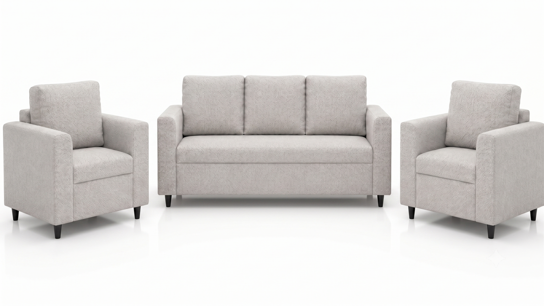 Nordic 3+1+1 Sofa Set — 3-Seater Sofa with 2 Matching Armchairs