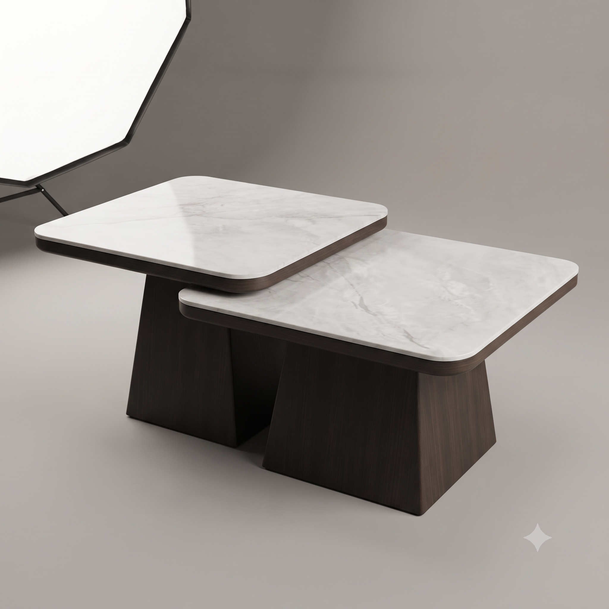 Geometric Nesting Marble Accent Table Set in Soft-Square Silhouettes
