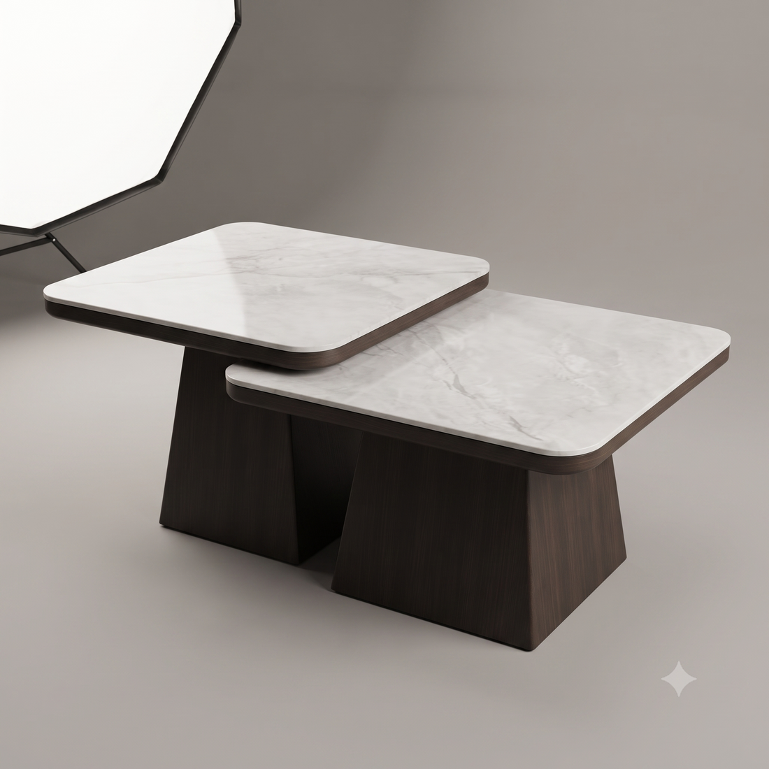 Geometric Nesting Marble Accent Table Set in Soft-Square Silhouettes