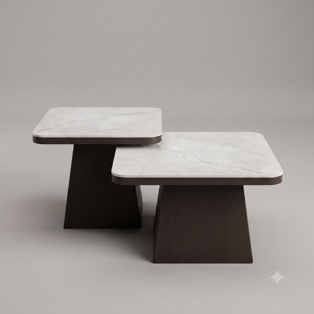 Geometric Nesting Marble Accent Table Set in Soft-Square Silhouettes