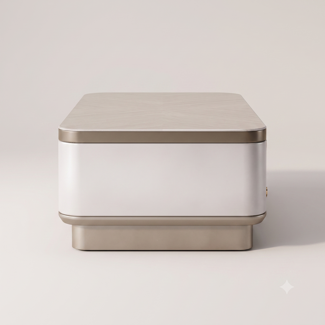 The Grand Executive Dual-Drawer MDF Coffee Table in Cream Gloss & Metallic Bronze Trim