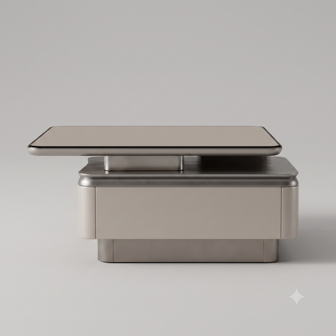 The Horizon Executive Dual-Tier MDF Coffee Table in Warm Metallic Taupe