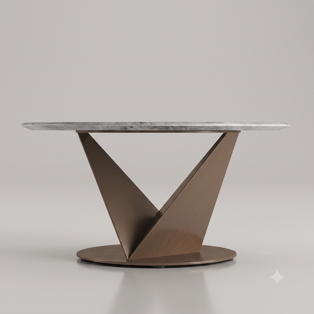 Luxury Grey Marble Nesting Coffee Table Set with Bronze Stainless Steel Base