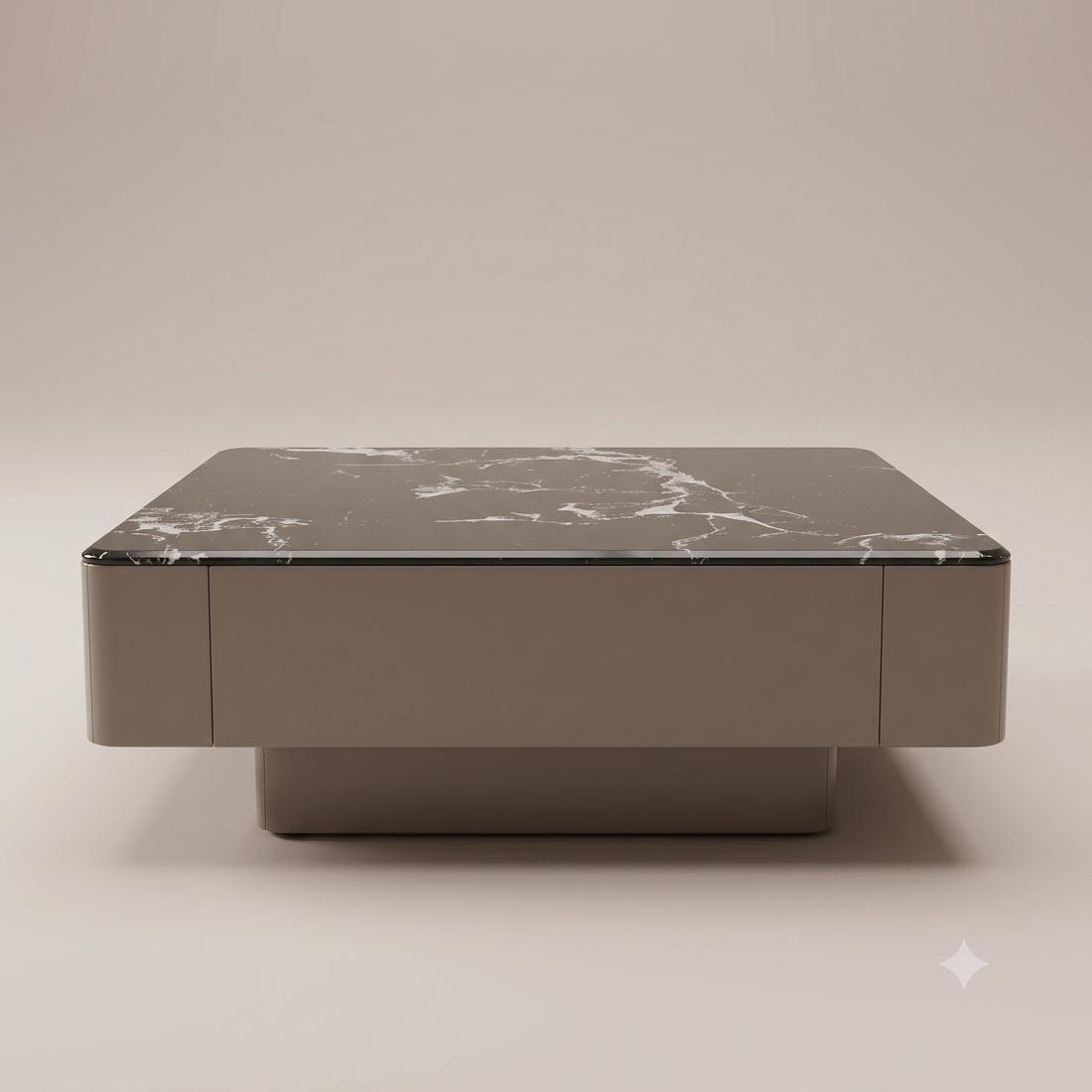 The Noir Grandeur Dual-Tier Nesting Coffee Table with Black Marble Top & Accent Side Table